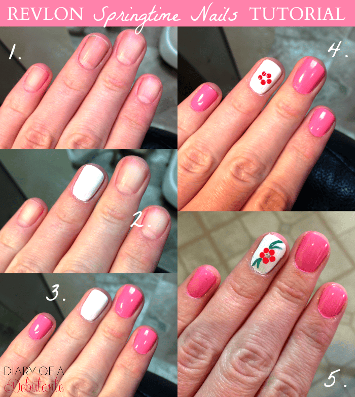 The Best of Spring Nail Trends: Pink, Proper, & Floral Revlon Nail Design from Walgreens Floral Spring Nail Trends featuring Revlon's Bubbly, Fearless, and Trendy shades