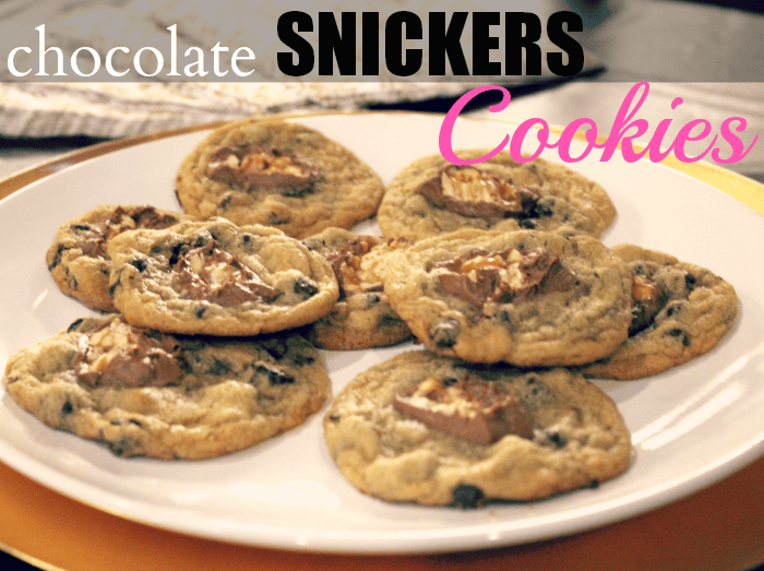 Chocolate Snickers Cookies Cookies, Chocolate, Snickers, Candy Bar, Recipe, Dessert
