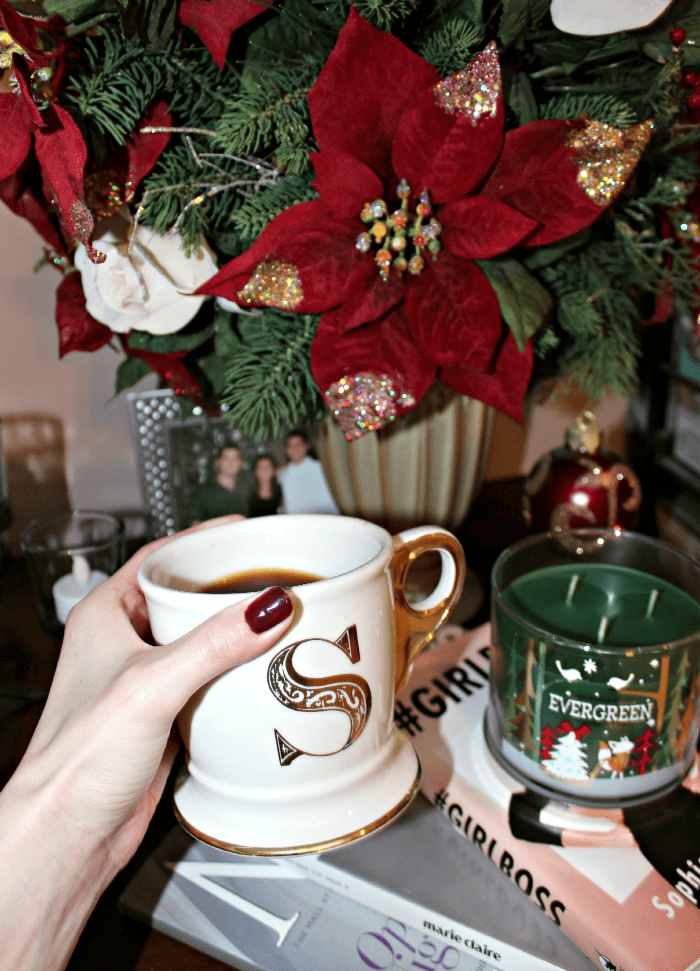 Favorite find of the season? This gold S Anthropologie mug! McCafe Coffee, Christmas Traditions, Anthropologie