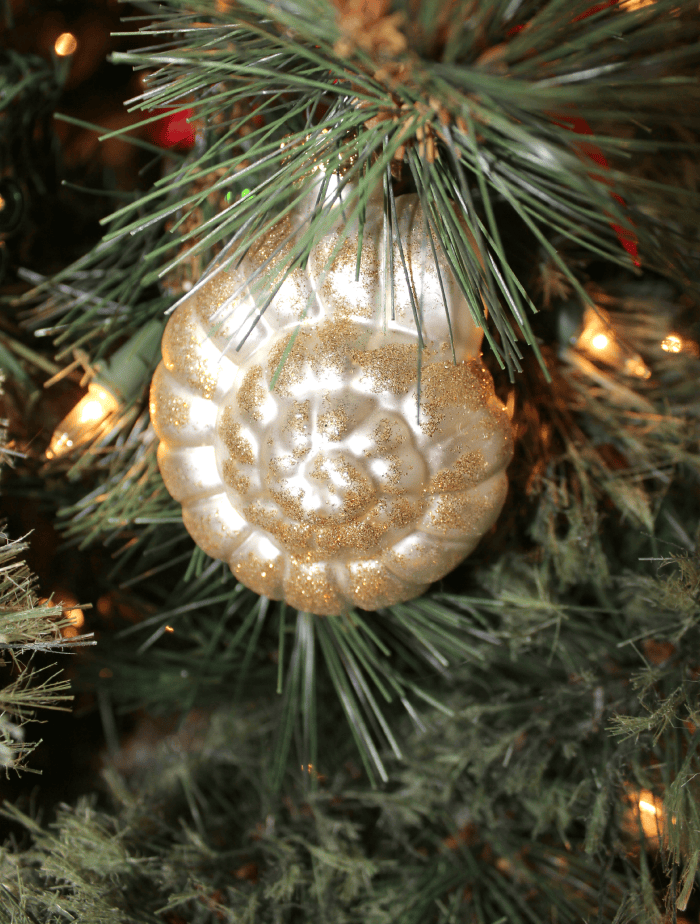 Porcelain Seashell Gold Glitter Ornament McCafe Coffee, Christmas Traditions