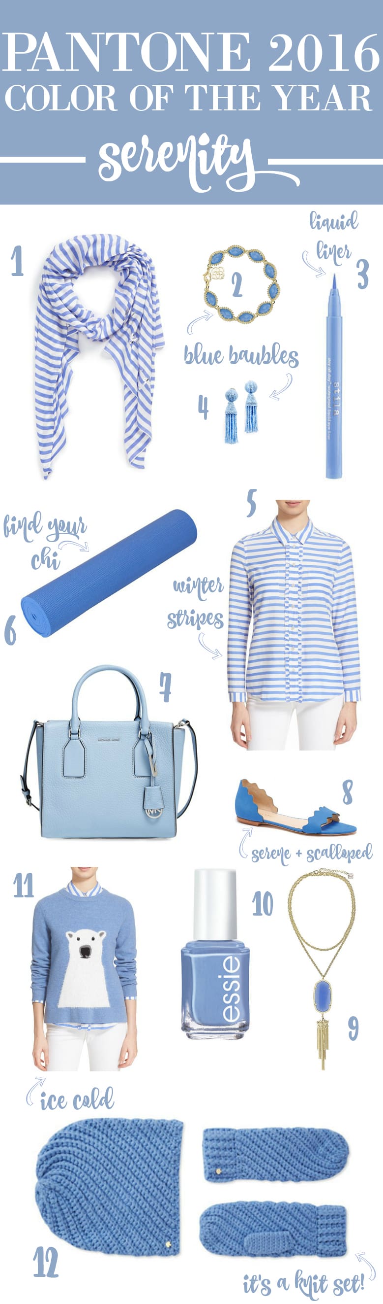 Pantone Color of the Year, Serenity, Pantone Serenity, Color of the Year, Serenity Accessories, Periwinkle Accessories, Stephanie Ziajka, Diary of a Debutante