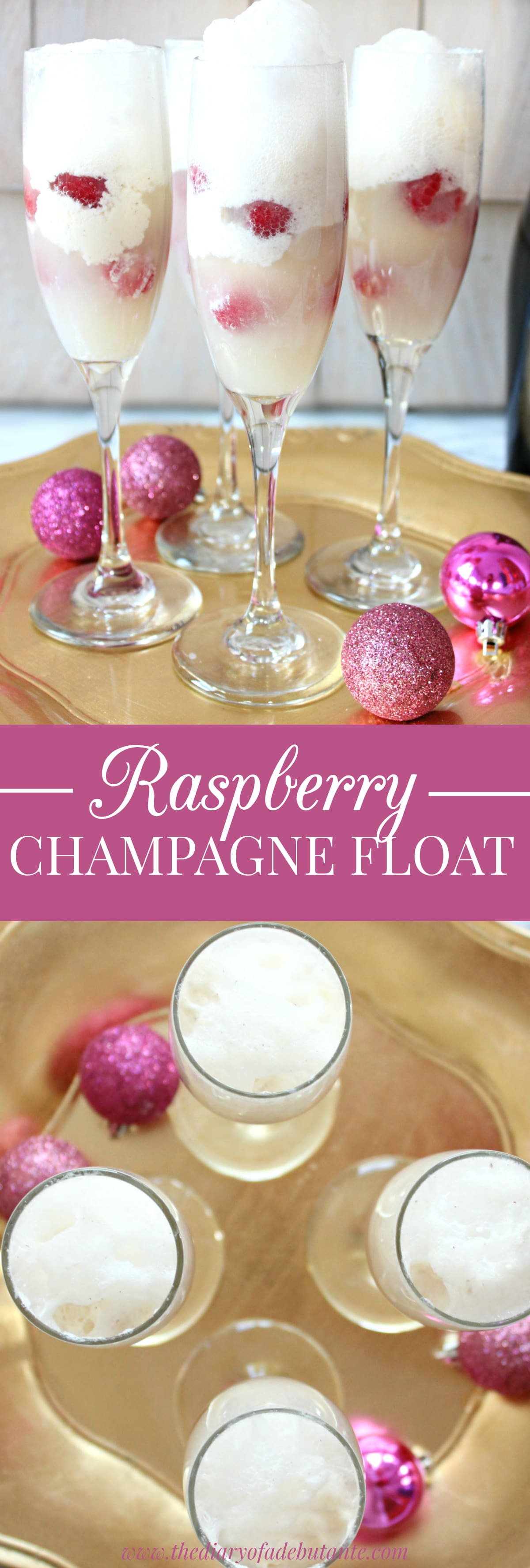 This delicious Raspberry Champagne Float cocktail is perfect for the holidays!