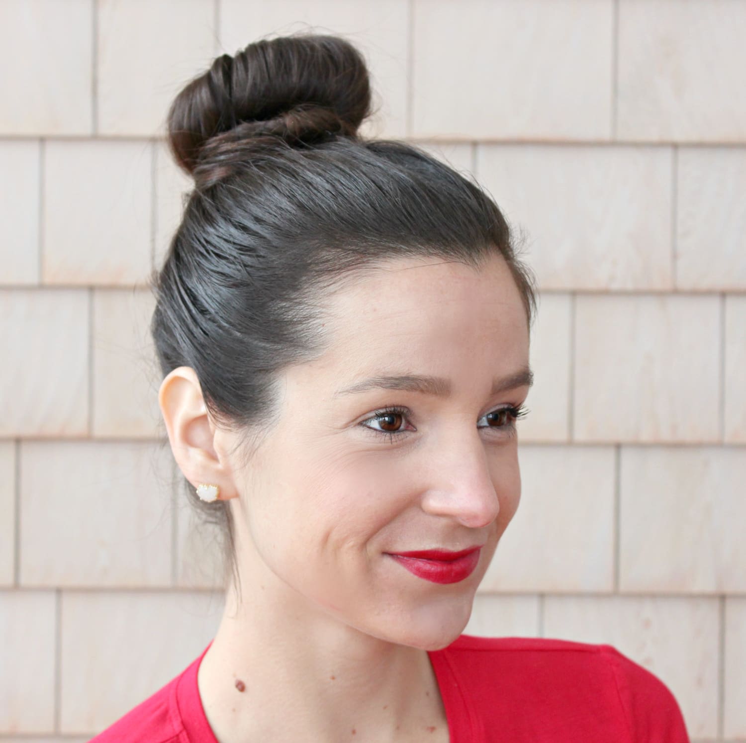 Easy sleek high sock bun tutorial with a 1907 by Fromm Glosser Paddle Brush