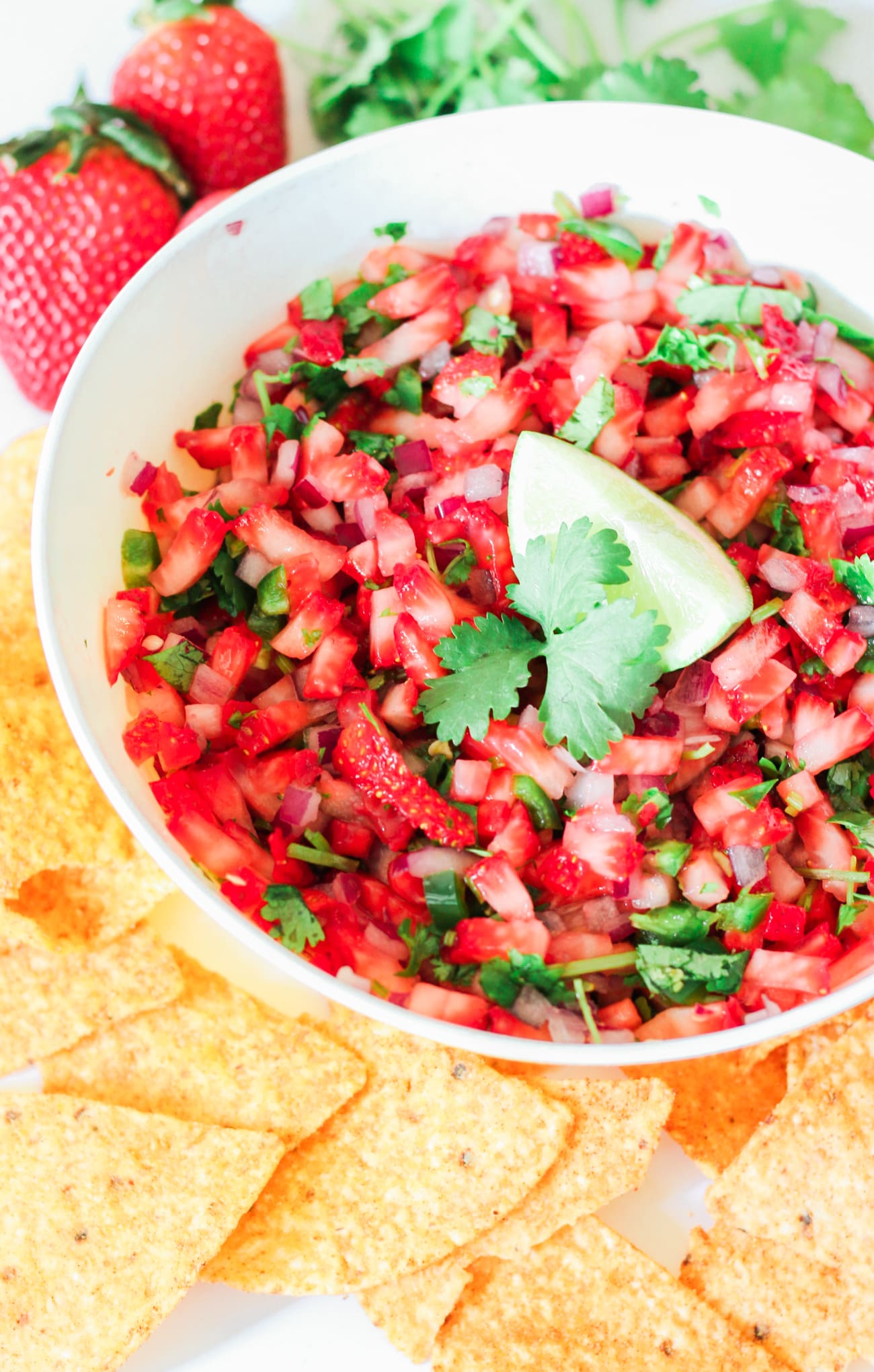 Two Quick Fresh Salsa Recipes for Your Cinco de Mayo Fiesta by southern lifestyle blogger Stephanie Ziajka from Diary of a Debutante, strawberry jalapeno salsa recipe, strawberry and jalapeno salsa recipe, homemade salsa recipe, easy Cinco de Mayo salsa recipe