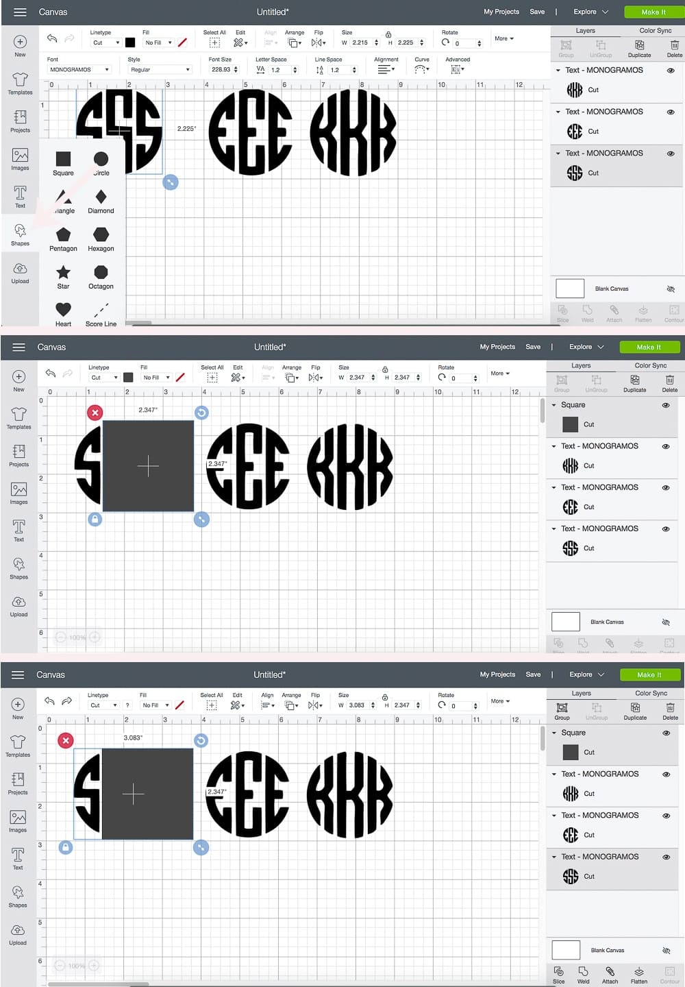 DIY blogger Stephanie Ziajka of Diary of a Debutante shows how create your own Cricut monogram circle on a Cricut Explore Air 2 with monogramos font