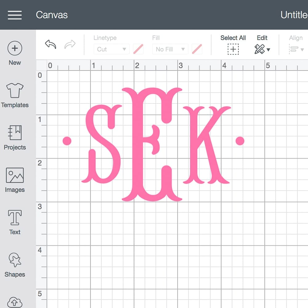 Fishtail monogram created in Cricut Design Space by DIY blogger Stephanie Ziajka