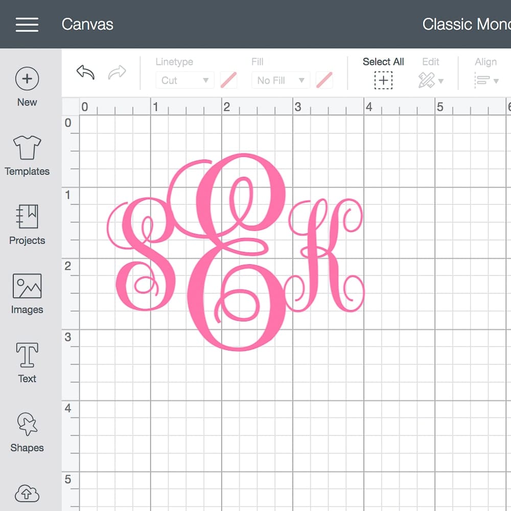Vine monogram created in Cricut Design Space by DIY blogger Stephanie Ziajka