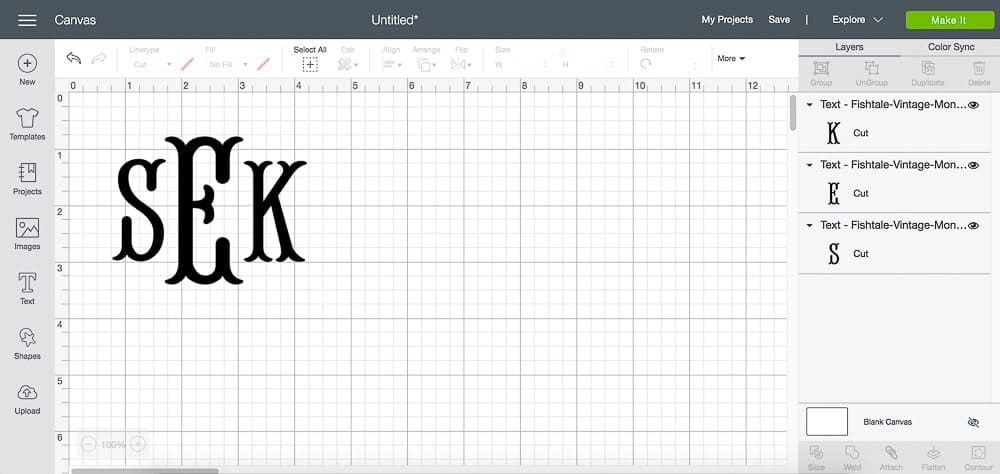 DIY blogger Stephanie Ziajka shows how to make fishtail monogram in Cricut Design Space
