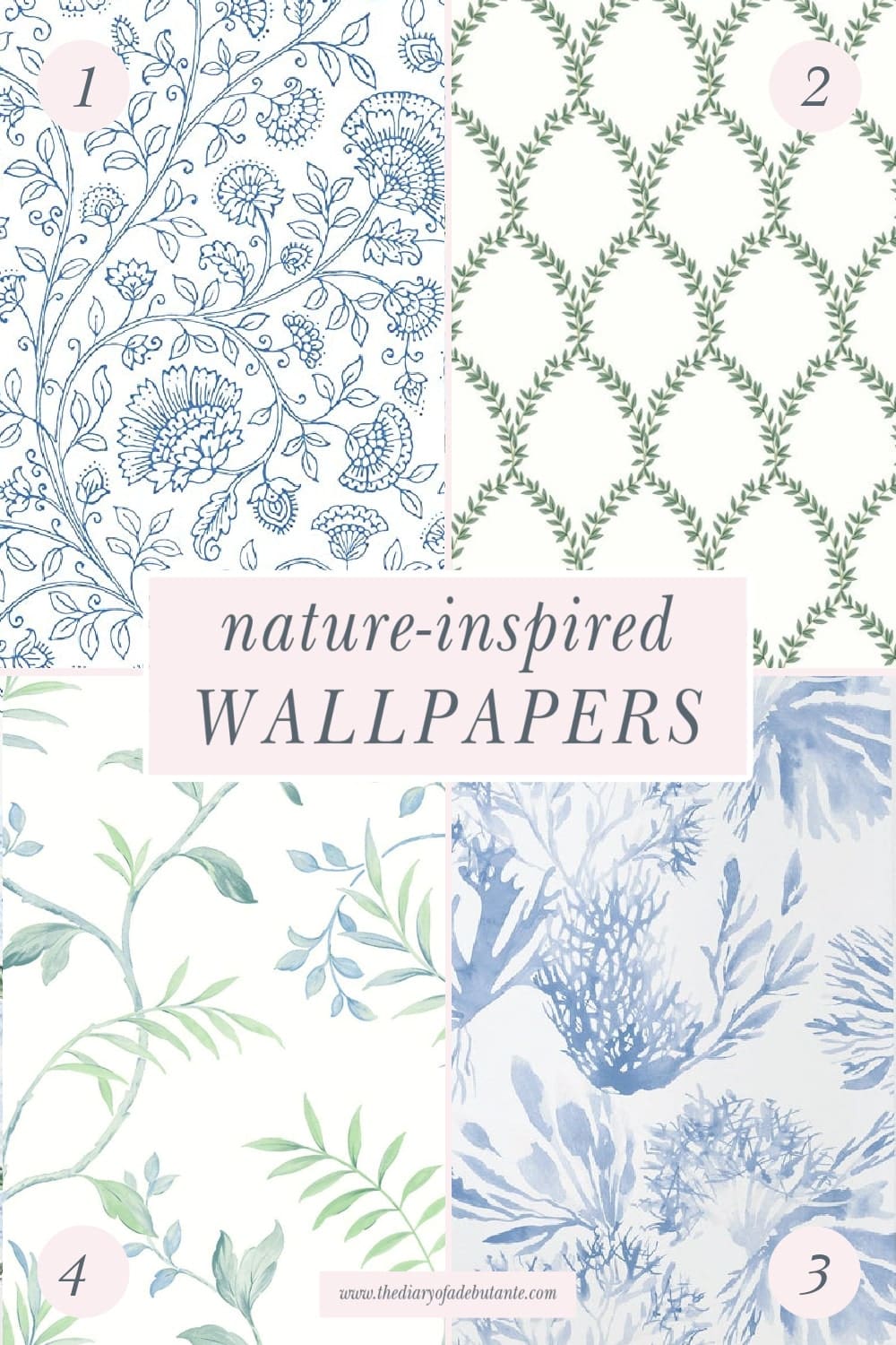 Nature-inspired wallpaper ideas for living room accent wall from blogger Stephanie Ziajka on Diary of a Debutante Nature-inspired wallpaper ideas for living room accent wall from blogger Stephanie Ziajka on Diary of a Debutante