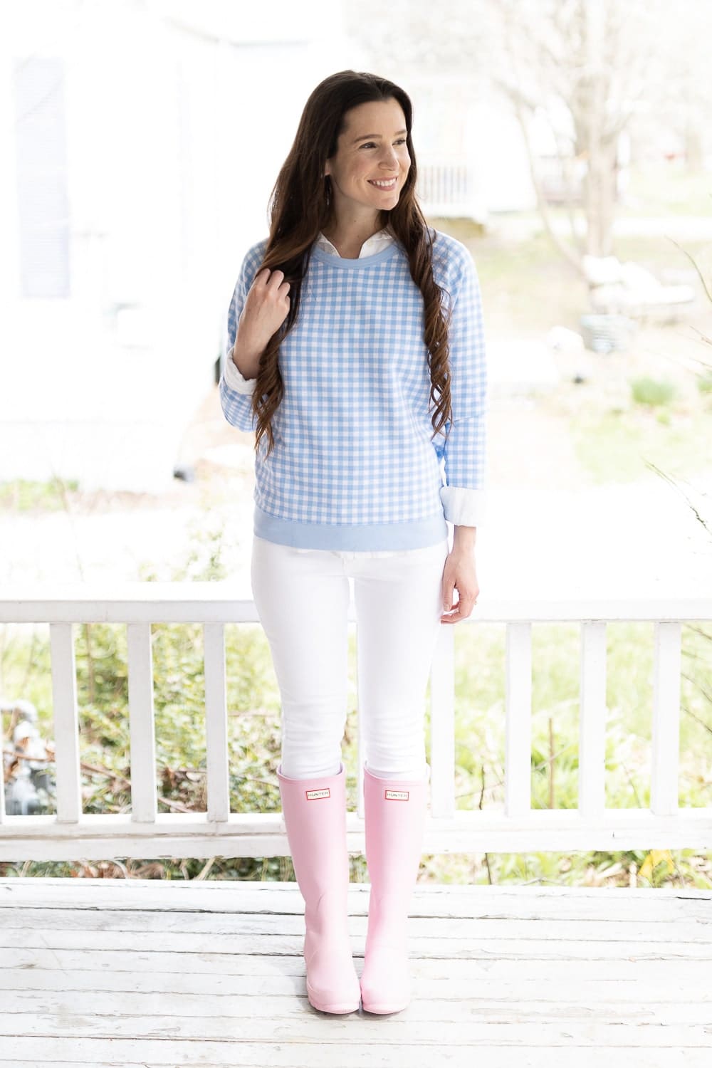 Pink rain boots outfit styled by preppy fashion blogger Stephanie Ziajka on Diary of a Debutante Pink rain boots outfit styled by preppy fashion blogger Stephanie Ziajka on Diary of a Debutante