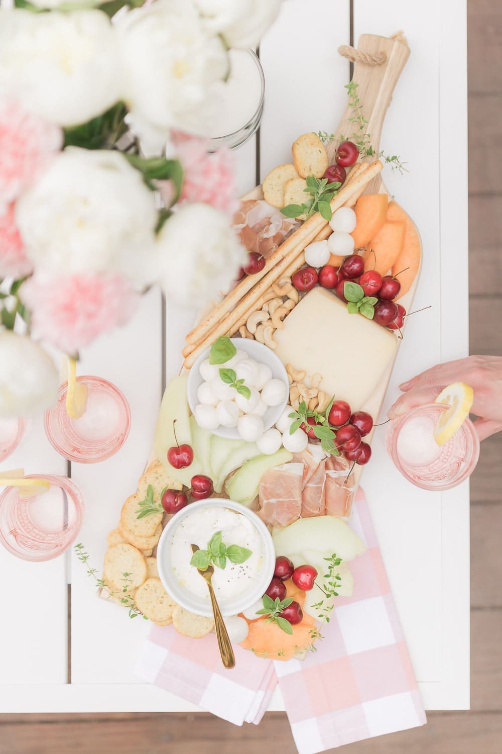 Italian charcuterie board created with grocery items from Walmart+ by blogger Stephanie Ziajka on Diary of a Debutante