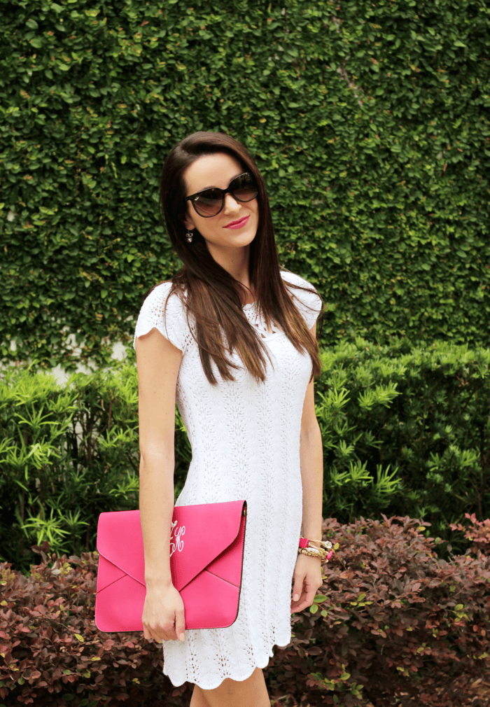 Love this Lilly dress! The detail is GORGEOUS! white scalloped dress, Lilly Pulitzer, Isaac Mizrahi, Marley Lilly, Ray-Ban