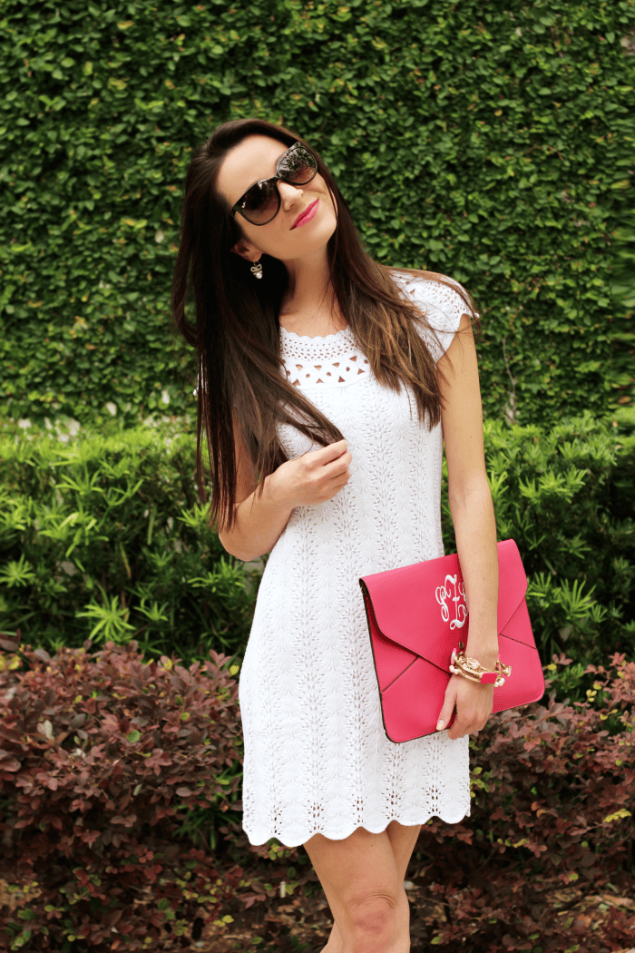 The most perfect little white dress. white scalloped dress, Lilly Pulitzer, Isaac Mizrahi, Marley Lilly, Ray-Ban
