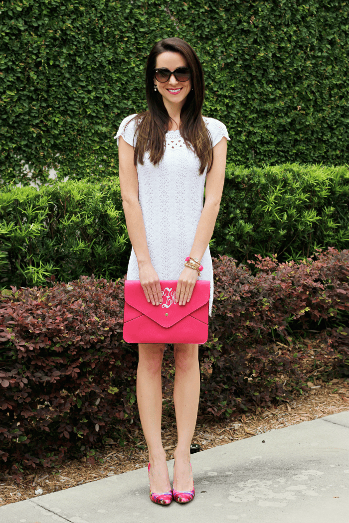 The most perfect little white dress for spring! white scalloped dress, Lilly Pulitzer, Isaac Mizrahi, Marley Lilly, Ray-Ban