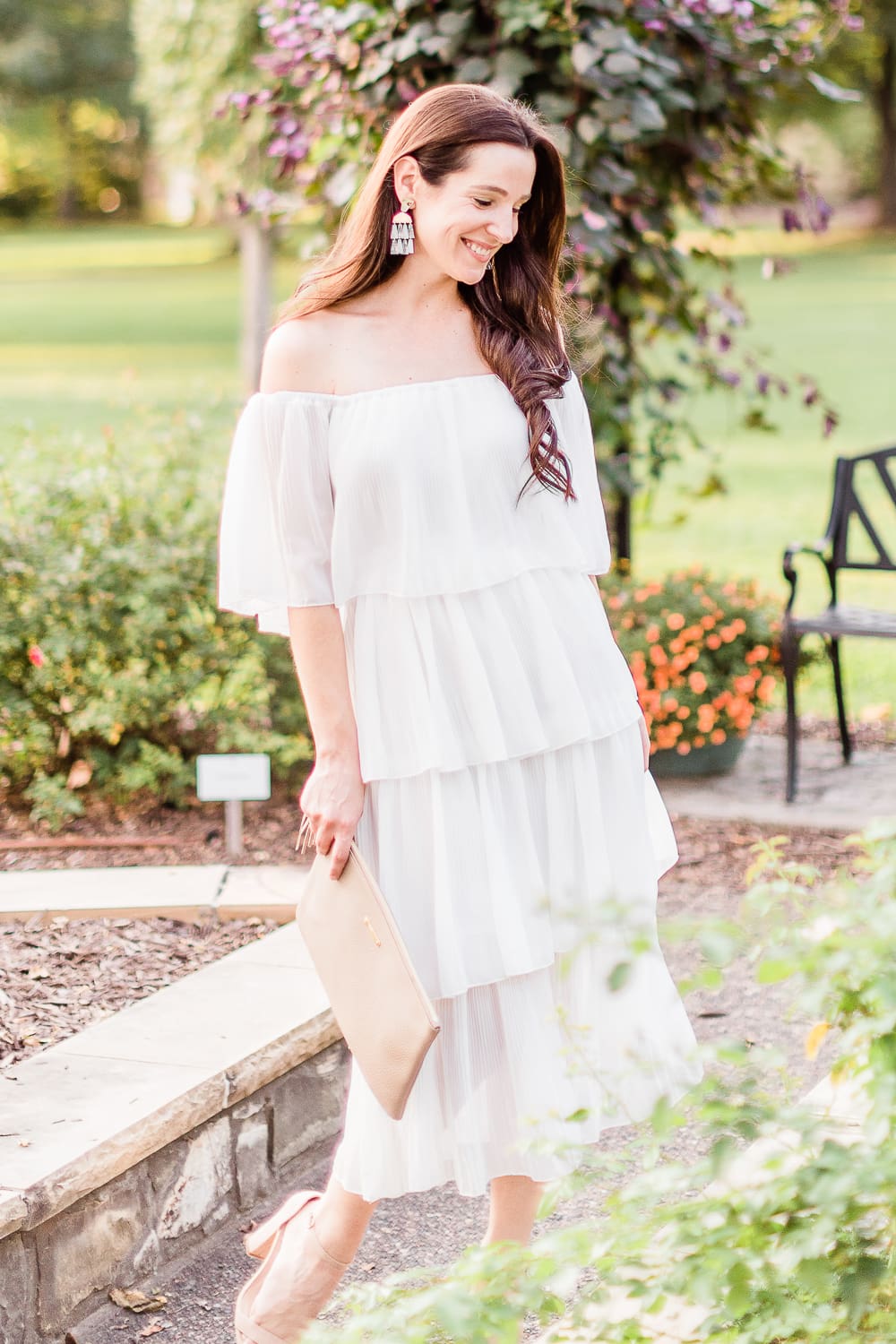 Budget-Friendly Bridal Shower Dress for the Bride-to-Be by affordable fashion blogger Stephanie Ziajka on Diary of a Debutante, Amazon ETCYY Off the Shoulder Ruffle Chiffon Dress, fall LWD outfit Budget-Friendly Bridal Shower Dress for the Bride-to-Be by affordable fashion blogger Stephanie Ziajka on Diary of a Debutante, Amazon ETCYY Off the Shoulder Ruffle Chiffon Dress, fall LWD outfit