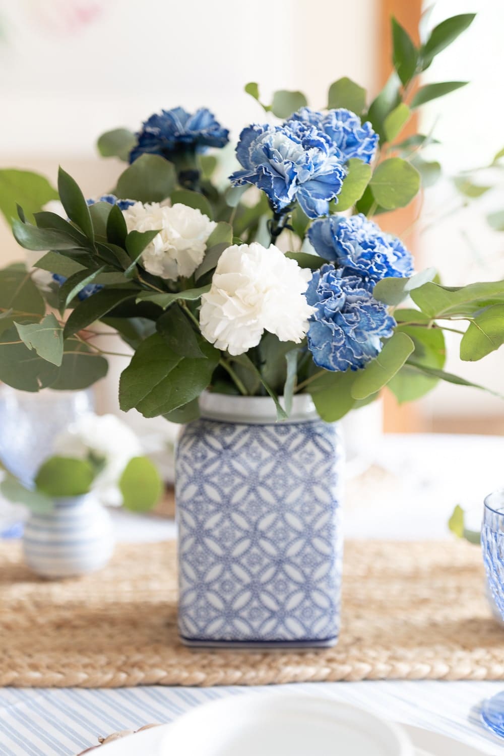Blue and white Father's Day centerpiece designed by blogger Stephanie Ziajka on Diary of a Debutante Blue and white Father's Day centerpiece designed by blogger Stephanie Ziajka on Diary of a Debutante