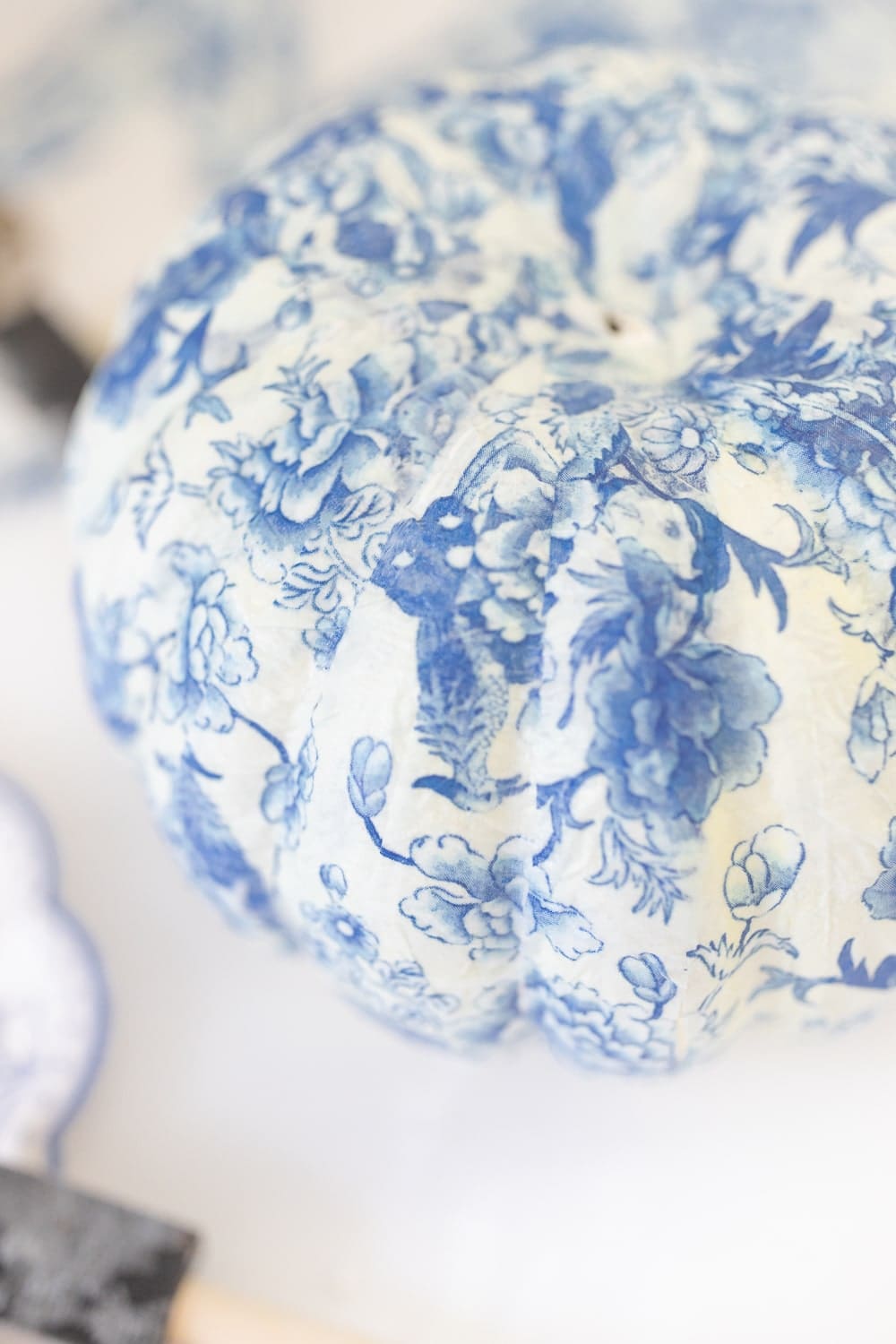 Step 3 of how to make Chinoiserie Modge Podge pumpkins on Diary of a Debutante Step 3 of how to make Chinoiserie Modge Podge pumpkins on Diary of a Debutante